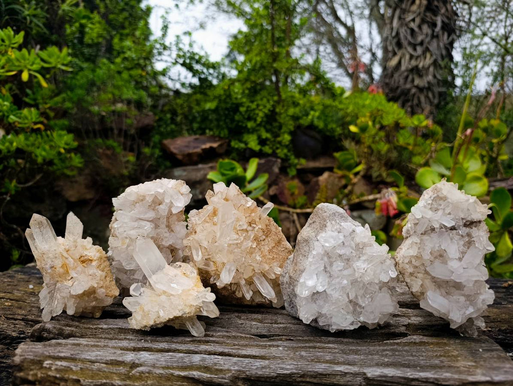 Natural Clear Quartz Clusters x 6 From Madagascar - Toprock Gemstones and Minerals 