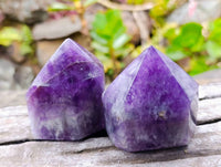 Polished Chevron Amethyst Crystals x 4 From Zambia - Toprock Gemstones and Minerals 