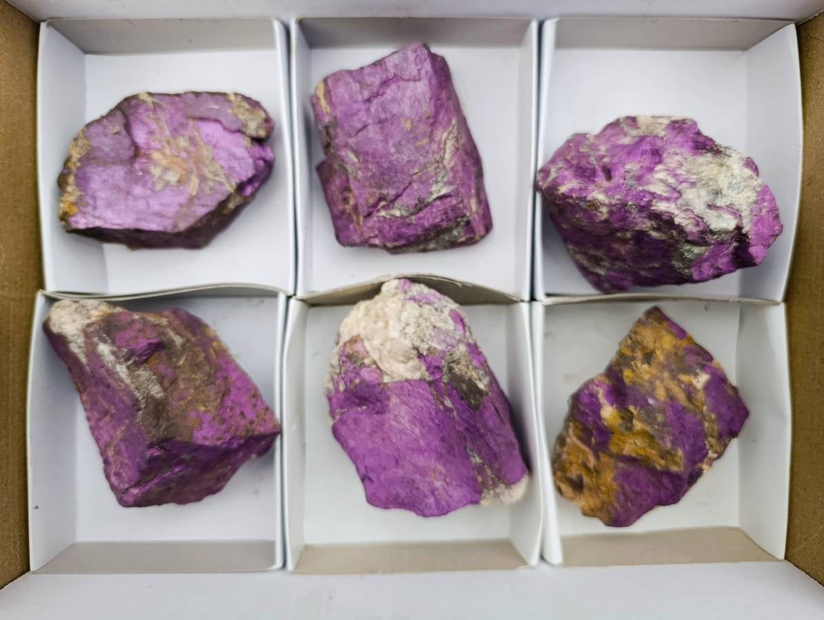 Natural Metallic Purpurite Cobbed Specimens x 6 From Erongo, Namibia - Toprock Gemstones and Minerals 