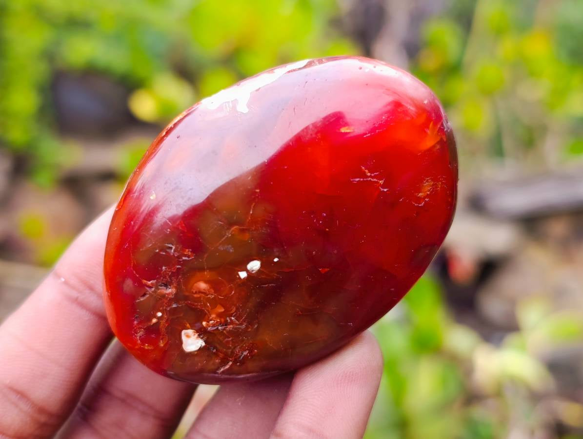 Polished Carnelian Agate Palm Stones x 12 From Madagascar - Toprock Gemstones and Minerals 