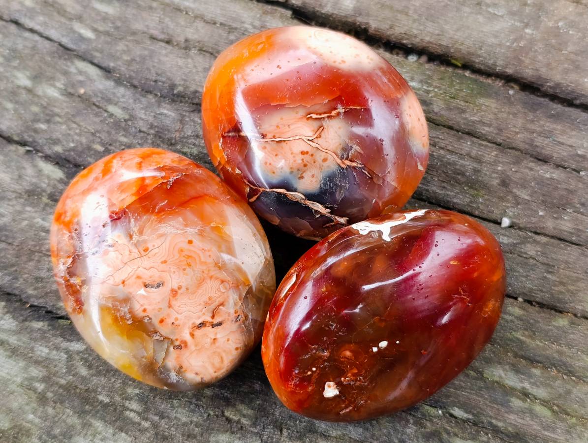 Polished Carnelian Agate Palm Stones x 12 From Madagascar - Toprock Gemstones and Minerals 