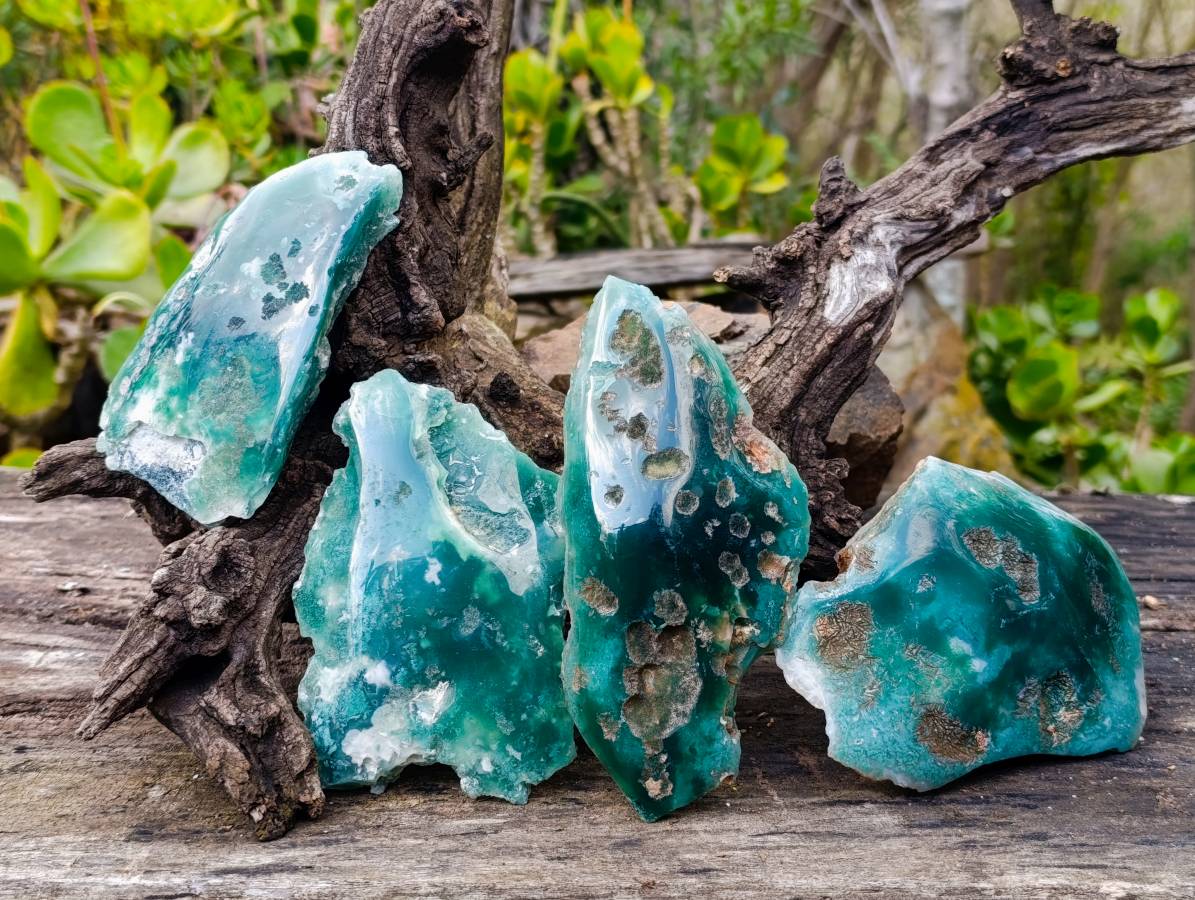 Polished On One Side Emerald Mtorolite x 4 From Mutorashanga, Zimbabwe - Toprock Gemstones and Minerals 