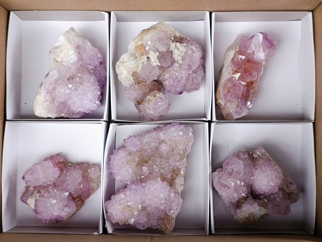 Natural Amethyst Spirit Quartz Clusters x 6 From Boekenhouthoek, South Africa - Toprock Gemstones and Minerals 