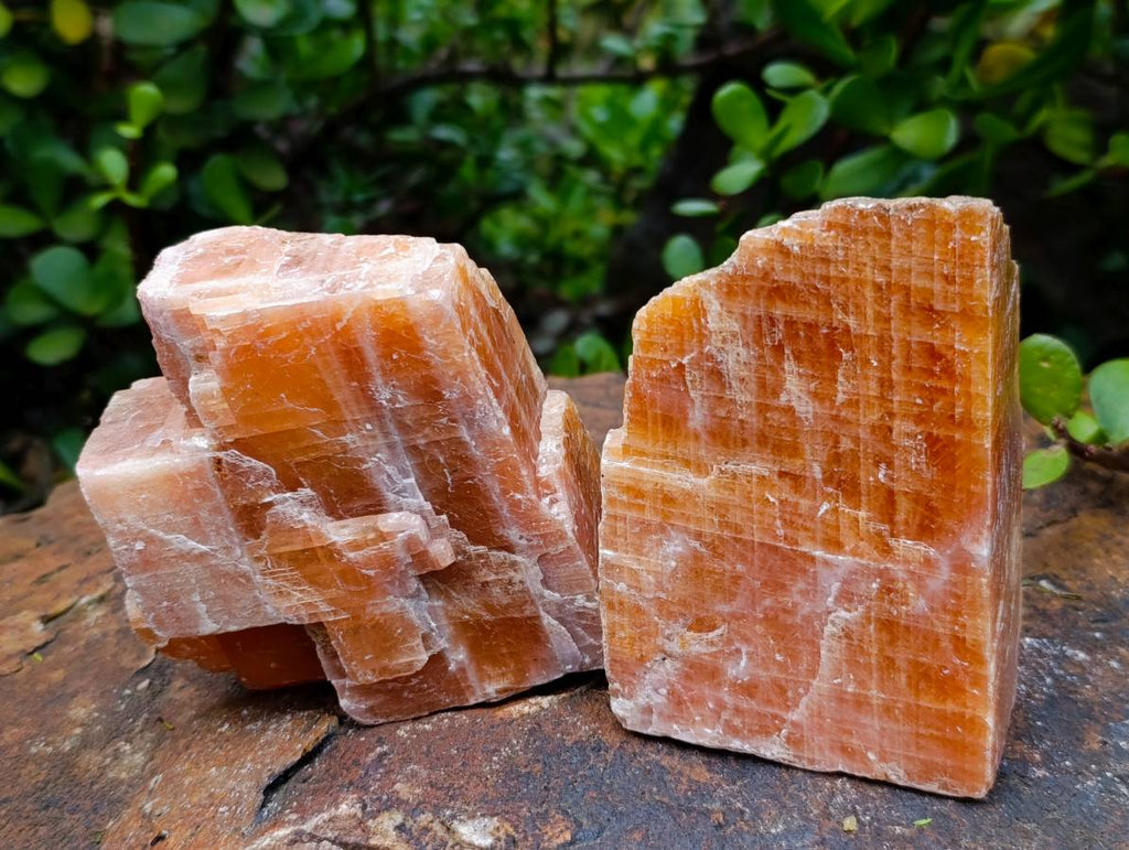 Natural Sunset Orange Calcite Specimens x 6 From Spitzkop, Namibia - Toprock Gemstones and Minerals 