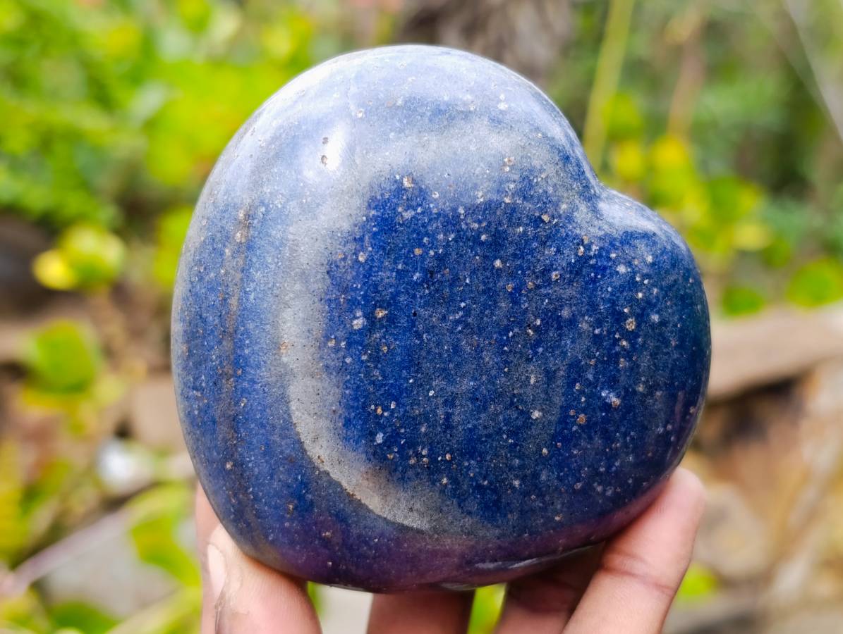 Polished Lazulite Hearts x 4 From Madagascar - Toprock Gemstones and Minerals 