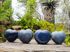 Polished Lazulite Hearts x 4 From Madagascar - Toprock Gemstones and Minerals 