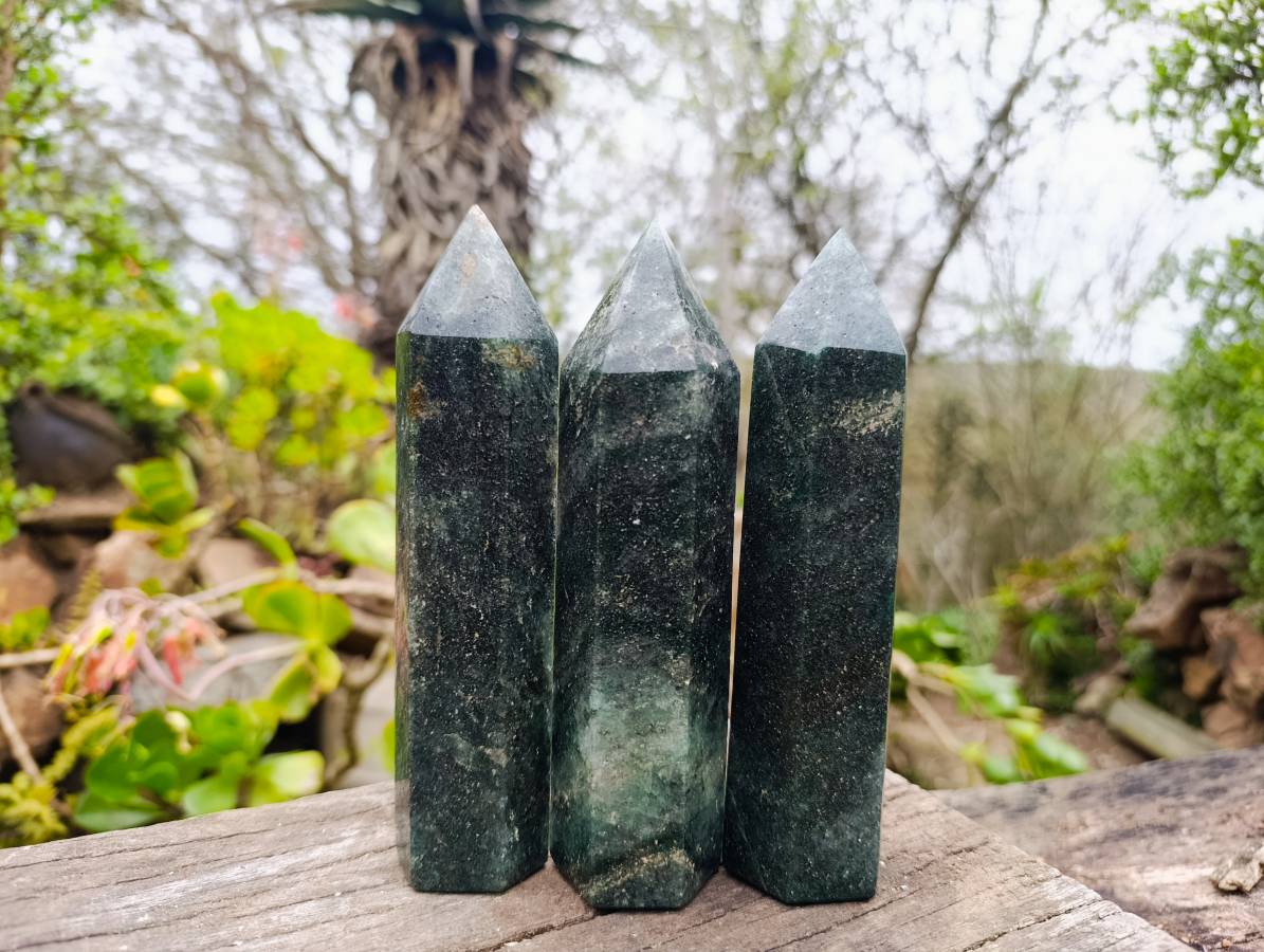 Polished Green Fuchsite Points x 4 From Madagascar - Toprock Gemstones and Minerals 