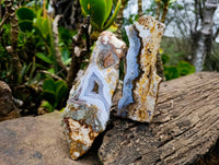 Polished On One Side 'Crazy' Blue Lace Agate x 7 From Namibia