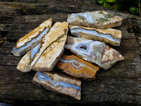 Polished On One Side 'Crazy' Blue Lace Agate x 7 From Namibia