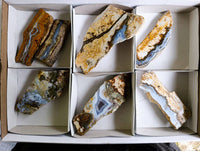Polished On One Side 'Crazy' Blue Lace Agate x 7 From Namibia