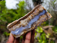 Polished On One Side 'Crazy' Blue Lace Agate x 7 From Namibia