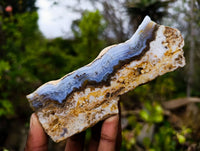 Polished On One Side 'Crazy' Blue Lace Agate x 7 From Namibia