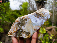 Polished On One Side 'Crazy' Blue Lace Agate x 7 From Namibia