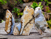 Polished On One Side 'Crazy' Blue Lace Agate x 7 From Namibia
