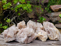 Natural Phantom Smokey Quartz Clusters x 6 From Luena, Congo