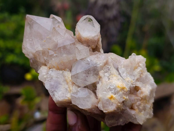 Natural Phantom Smokey Quartz Clusters x 6 From Luena, Congo