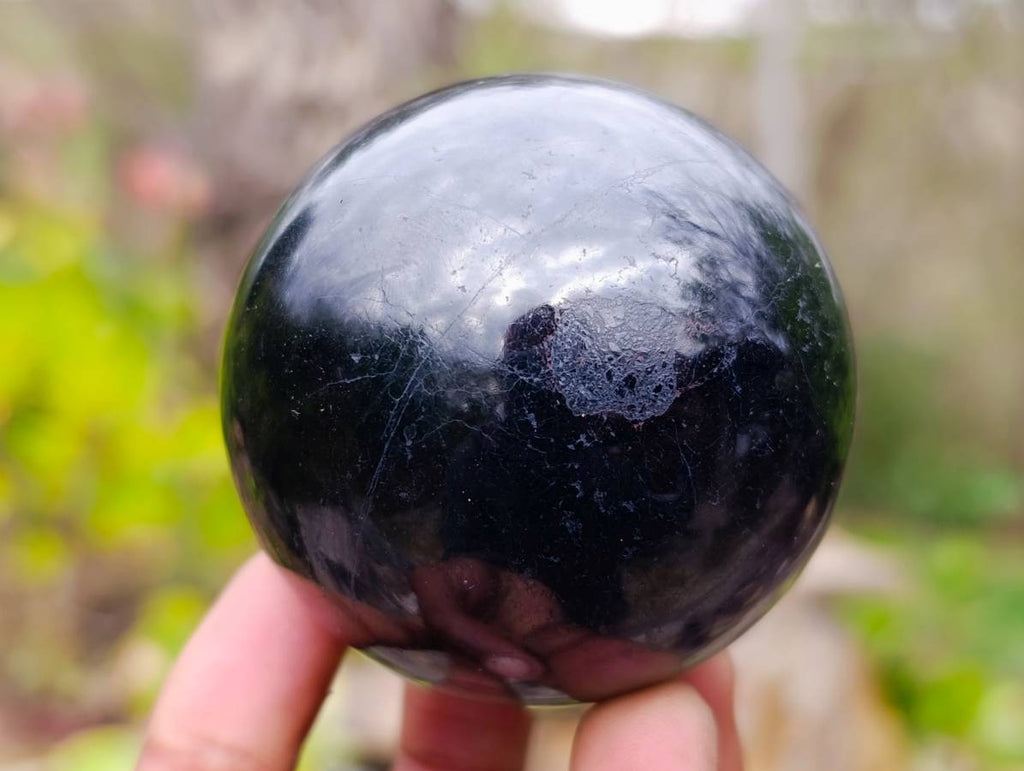 Polished Black Tourmaline Spheres x 3 From Madagascar - Toprock Gemstones and Minerals 