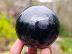 Polished Black Tourmaline Spheres x 3 From Madagascar - Toprock Gemstones and Minerals 