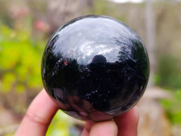 Polished Black Tourmaline Spheres x 3 From Madagascar