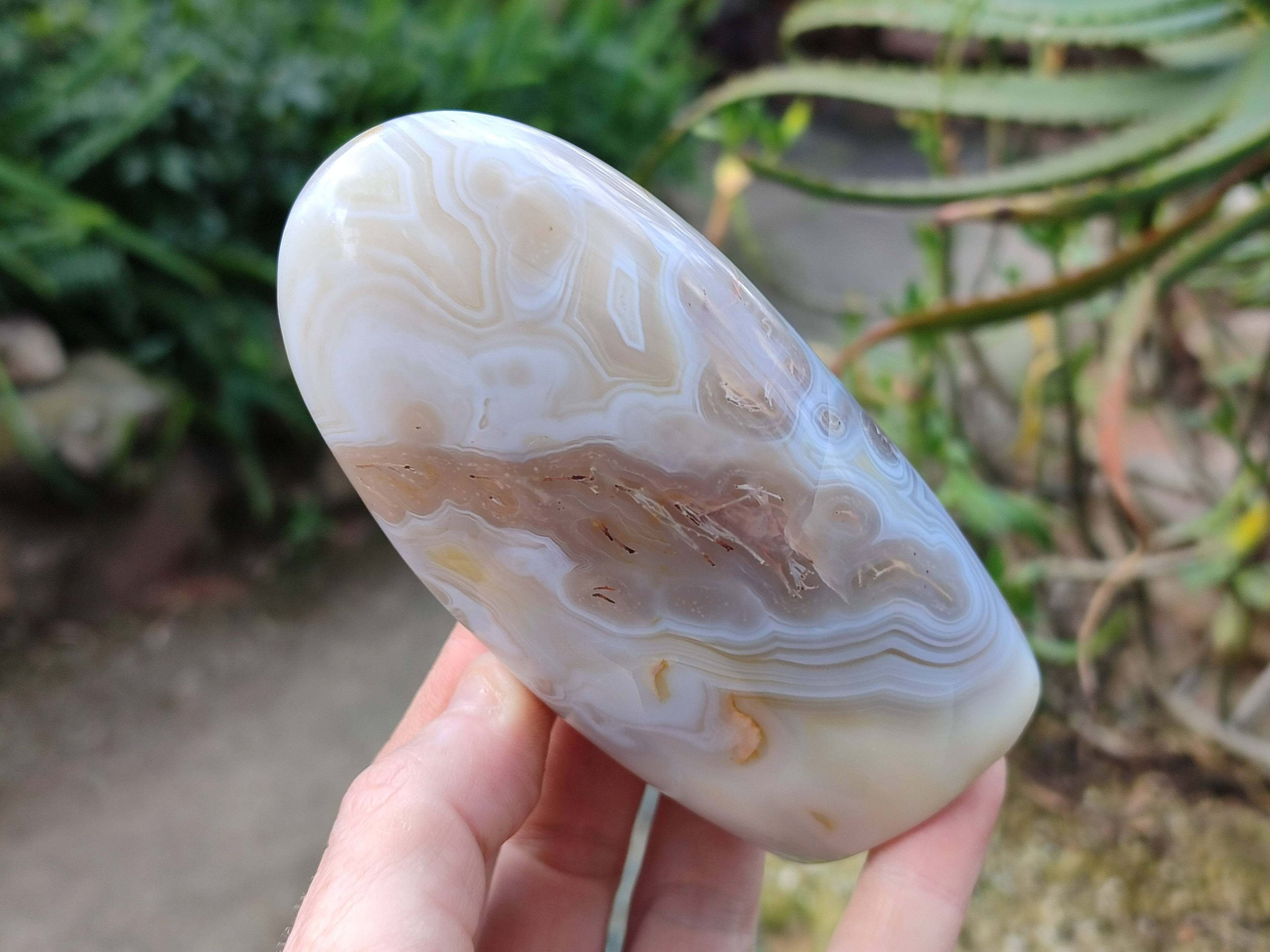 Polished Banded Agate Standing Free Forms x 3 From Madagascar - Toprock Gemstones and Minerals 