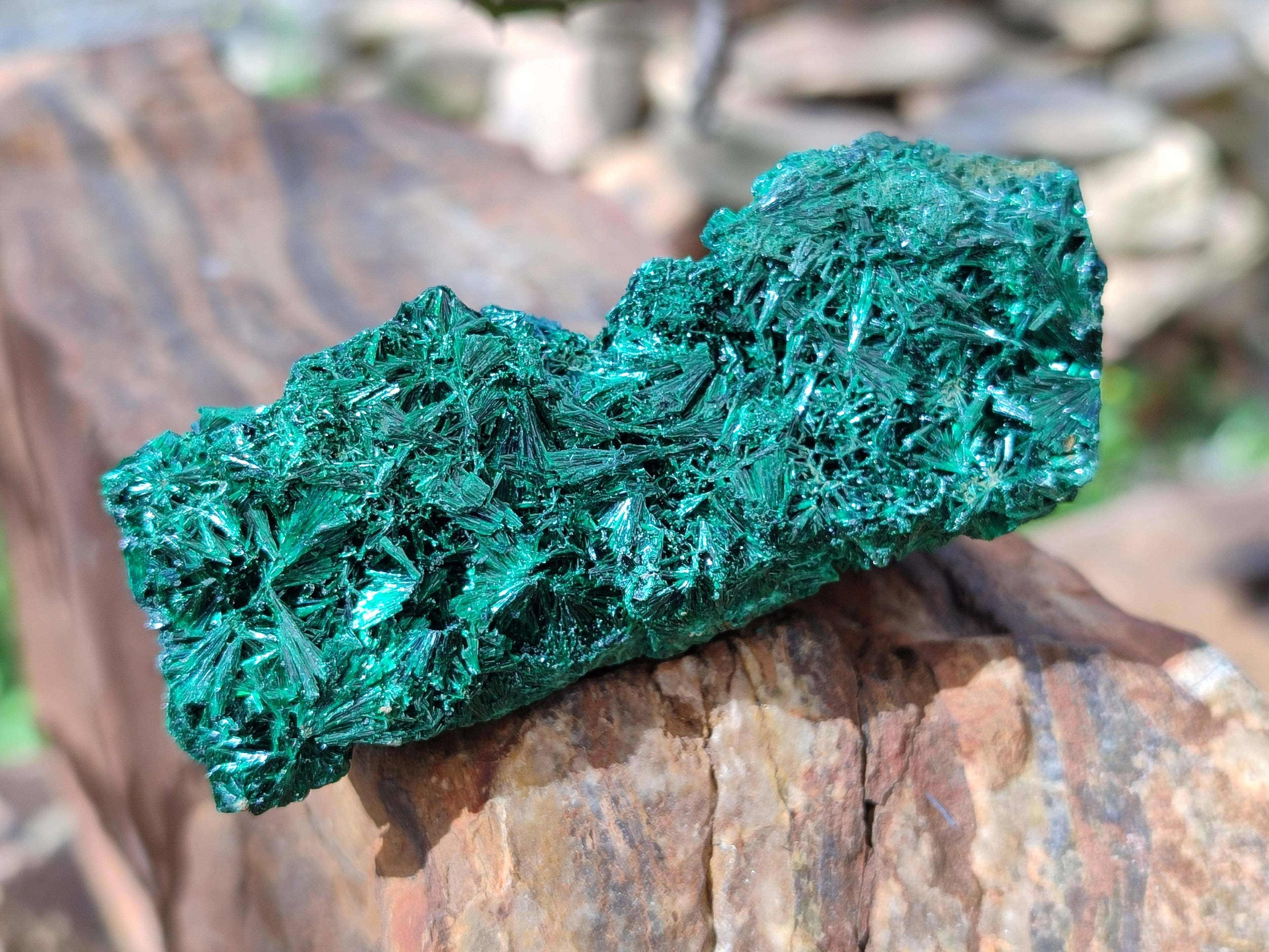 Natural Silky Malachite Specimens x 2 From Kasompe, Congo - Toprock Gemstones and Minerals 