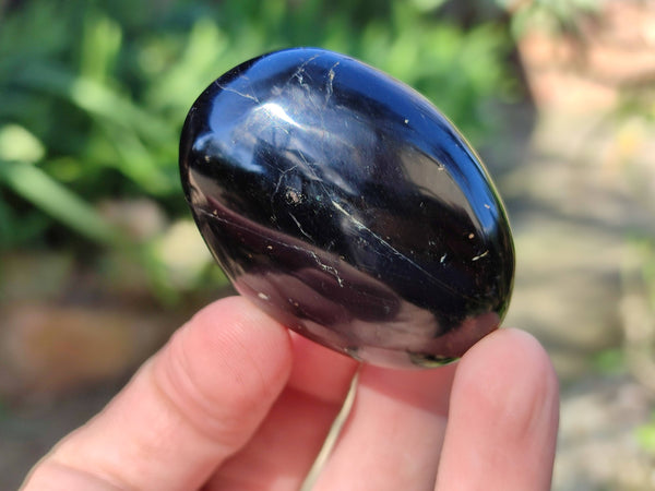 Polished Black Tourmaline Palm Stones x 20 From Madagascar