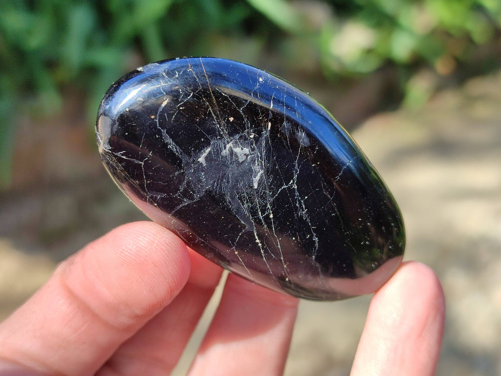 Polished Black Tourmaline Palm Stones x 20 From Madagascar - Toprock Gemstones and Minerals 