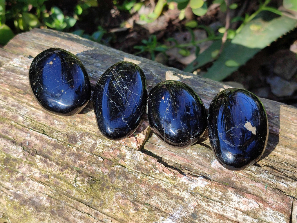Polished Black Tourmaline Palm Stones x 20 From Madagascar - Toprock Gemstones and Minerals 