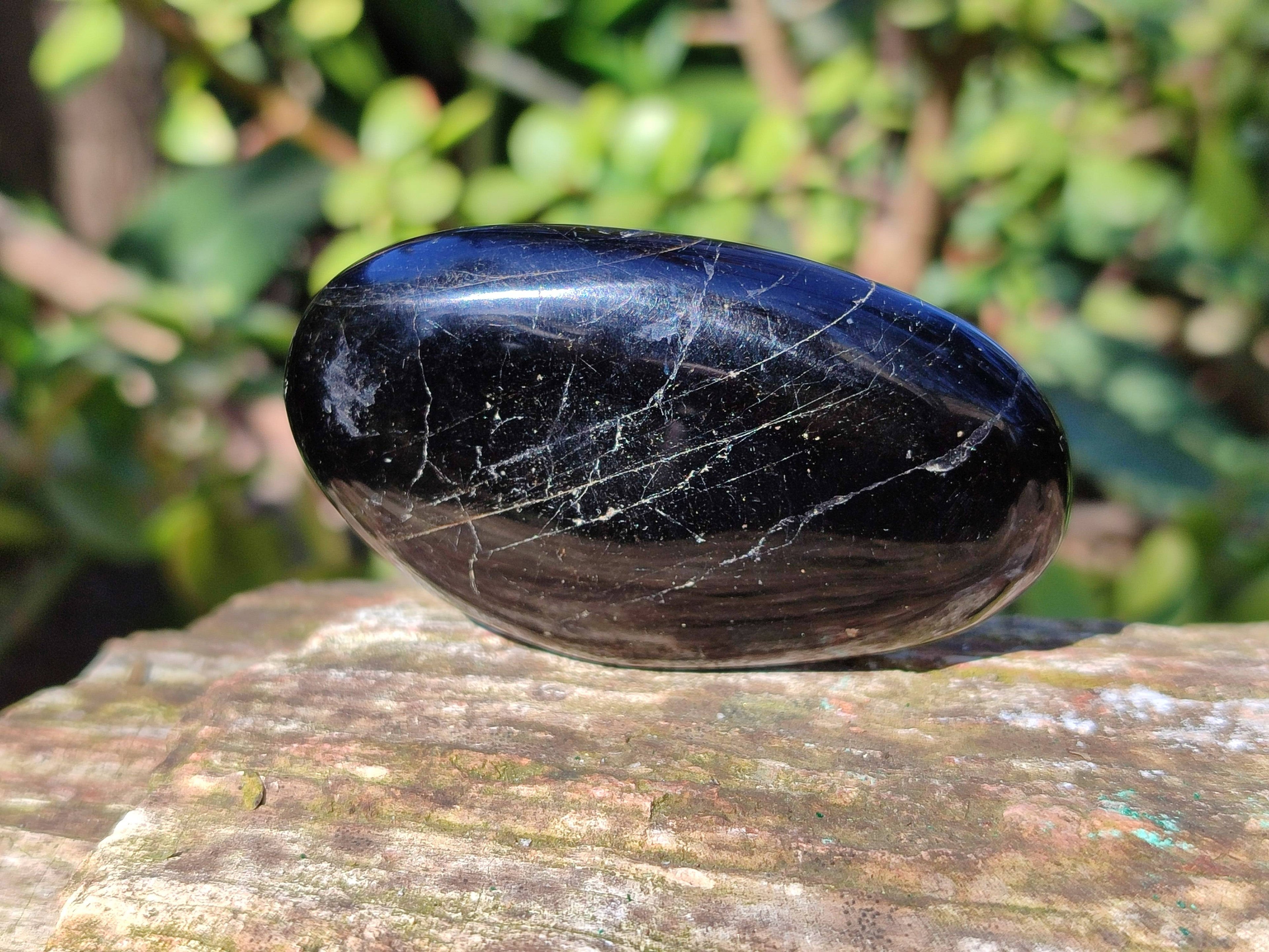 Polished Black Tourmaline Palm Stones x 20 From Madagascar - Toprock Gemstones and Minerals 
