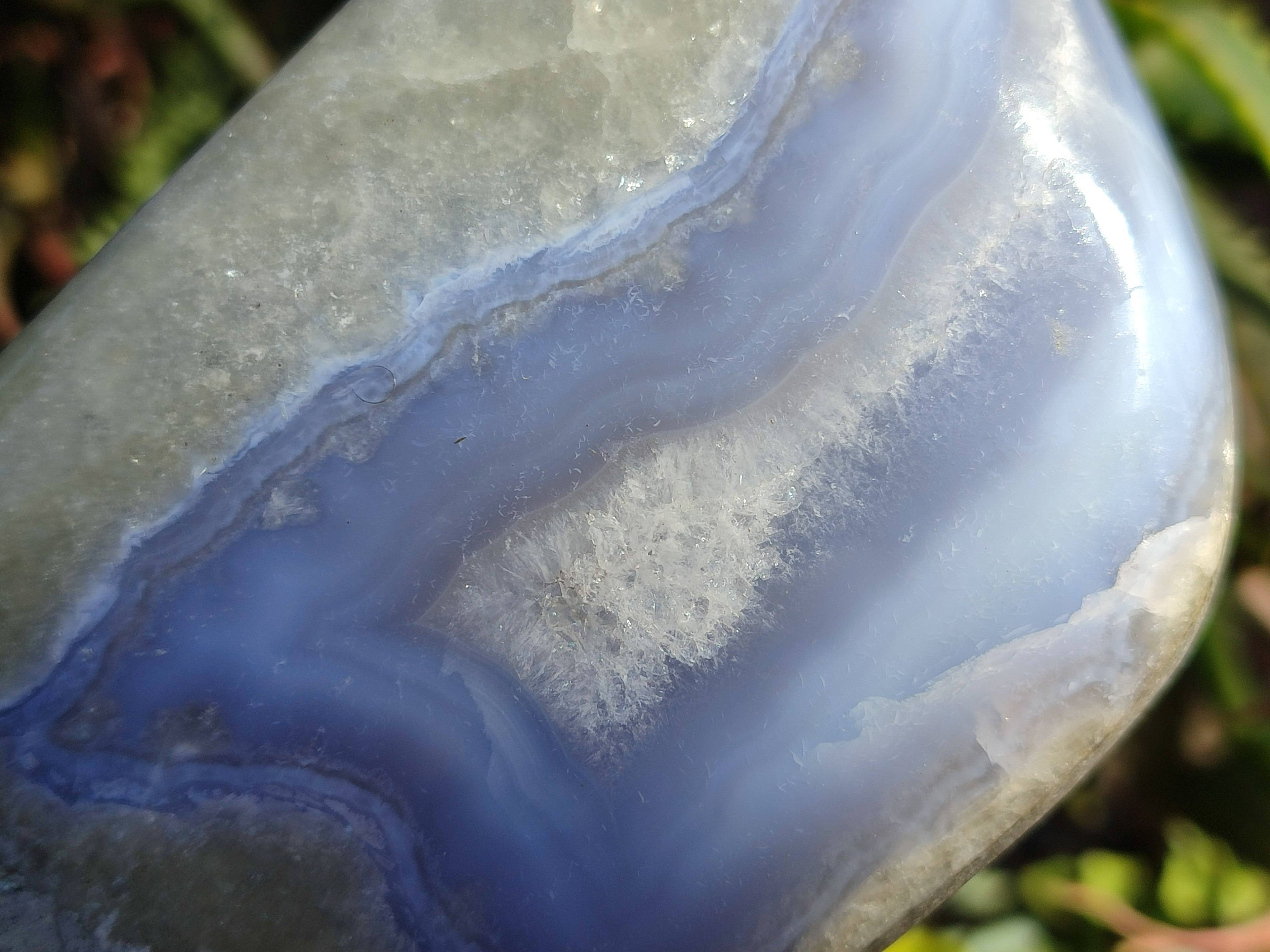 Polished Blue Lace Agate Standing Free Forms x 2 From Malawi - Toprock Gemstones and Minerals 