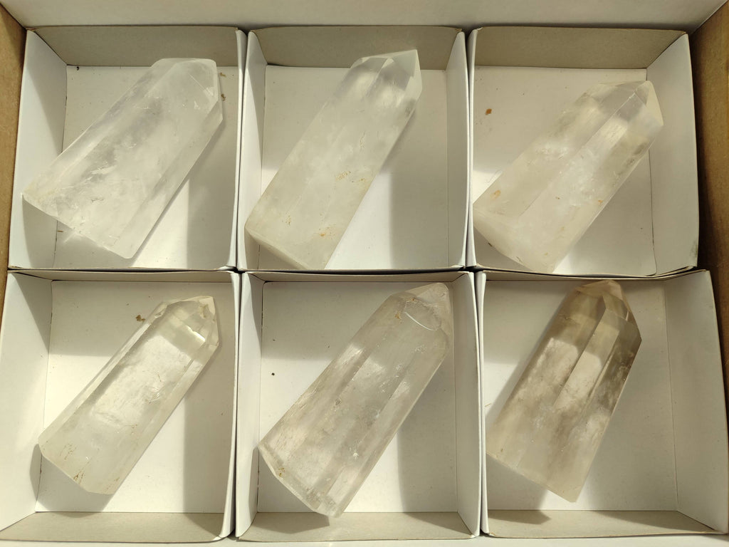 Polished Clear Quartz Crystals x 6 From Madagascar - Toprock Gemstones and Minerals 