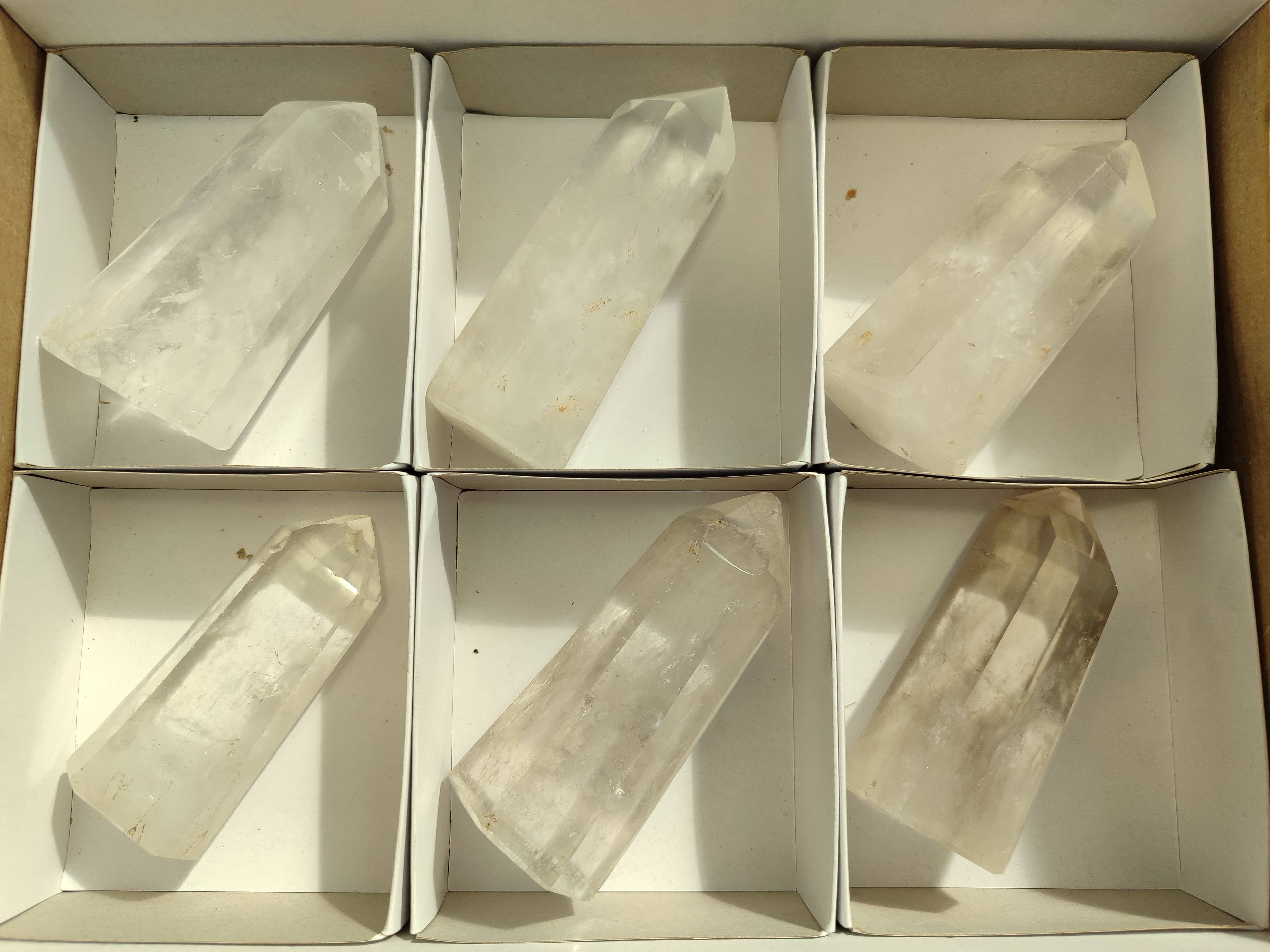 Polished Clear Quartz Crystals x 6 From Madagascar - Toprock Gemstones and Minerals 