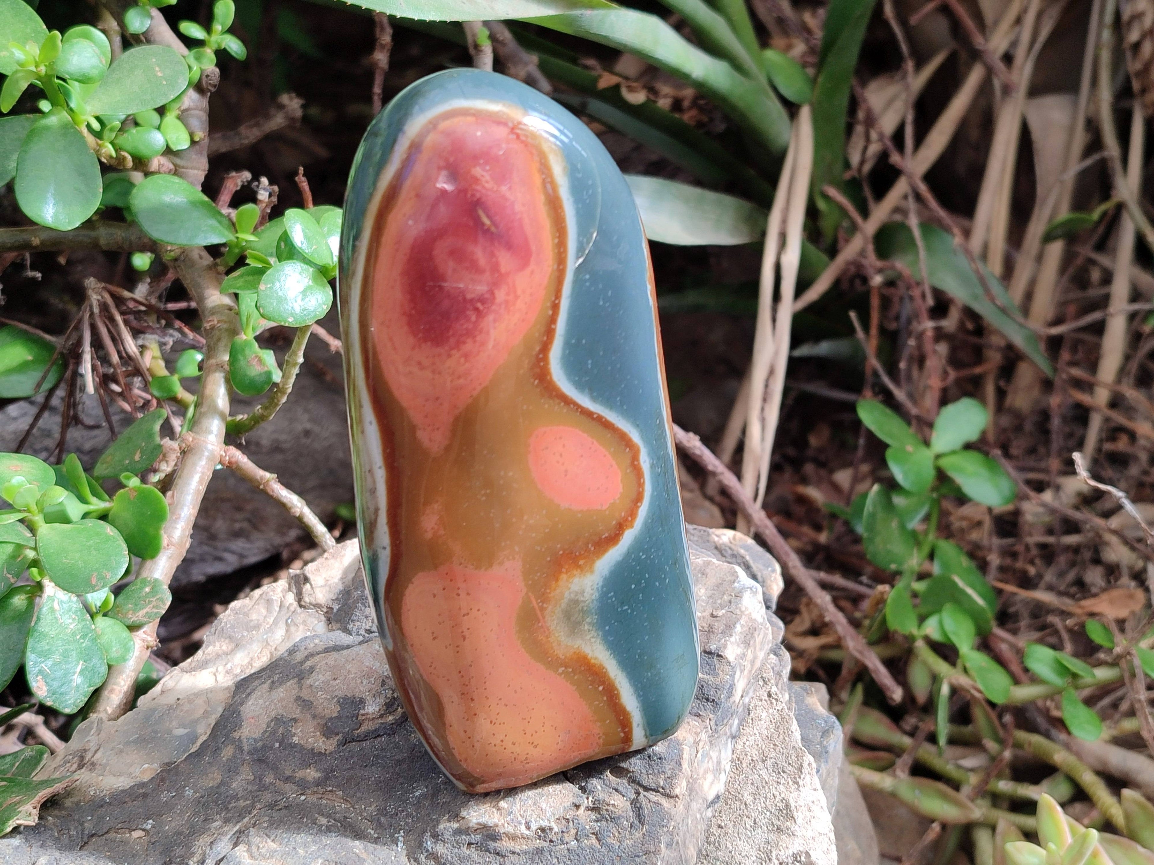 Polished Polychrome Jasper Standing Free Forms x 3 From Madagascar - Toprock Gemstones and Minerals 