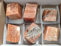 Natural Sunset Orange Calcite Specimens x 6 From Spitzkop, Namibia