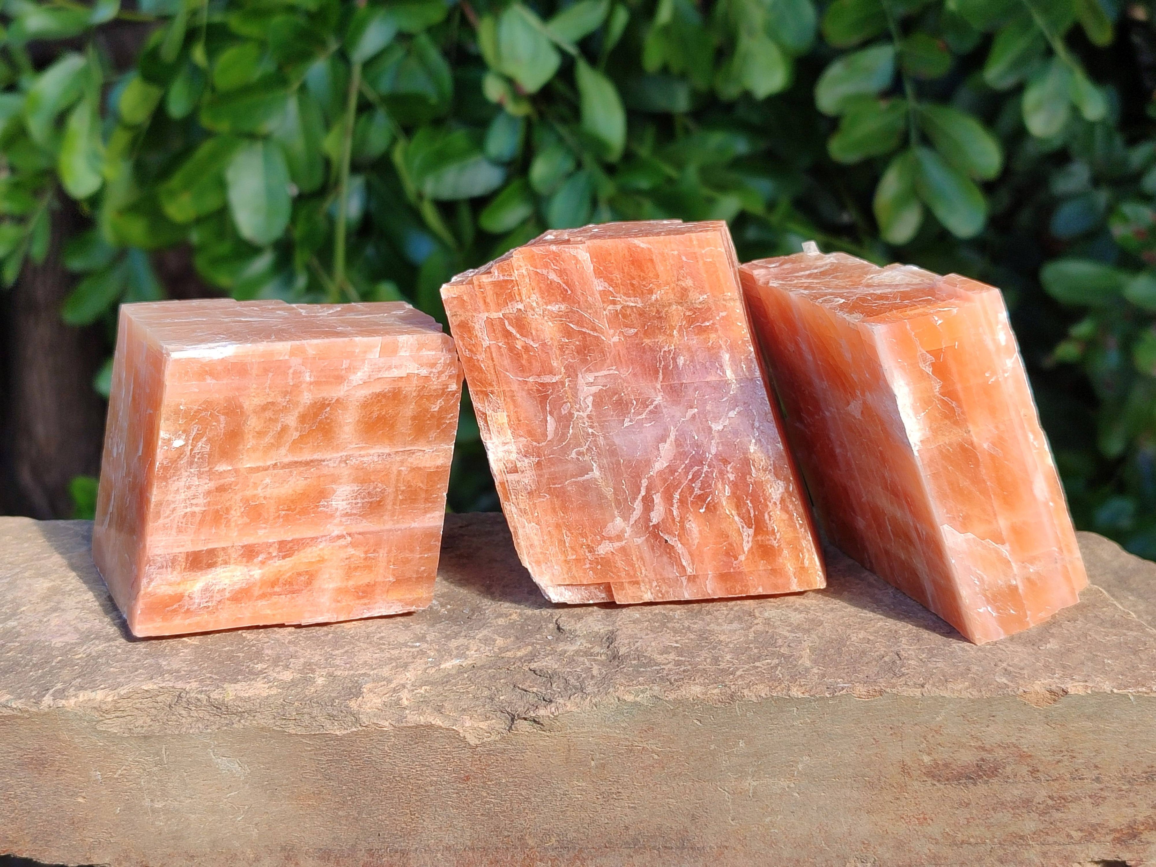 Natural Sunset Orange Calcite Specimens x 6 From Spitzkop, Namibia - Toprock Gemstones and Minerals 