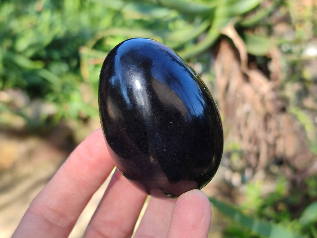Polished Black Basalt Eggs x 6 From Antsirabe, Madagascar - Toprock Gemstones and Minerals 