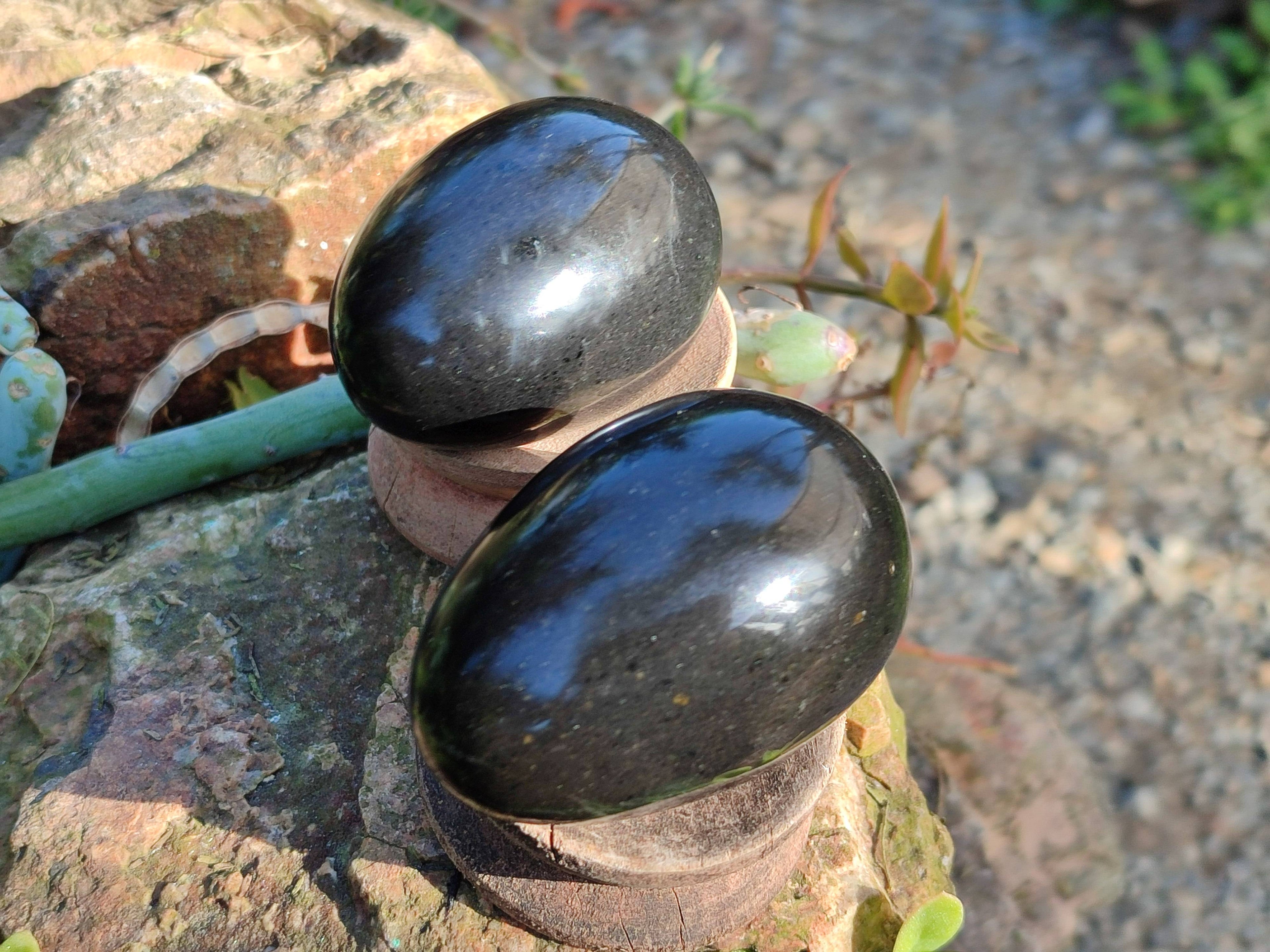 Polished Black Basalt Eggs x 6 From Antsirabe, Madagascar - Toprock Gemstones and Minerals 