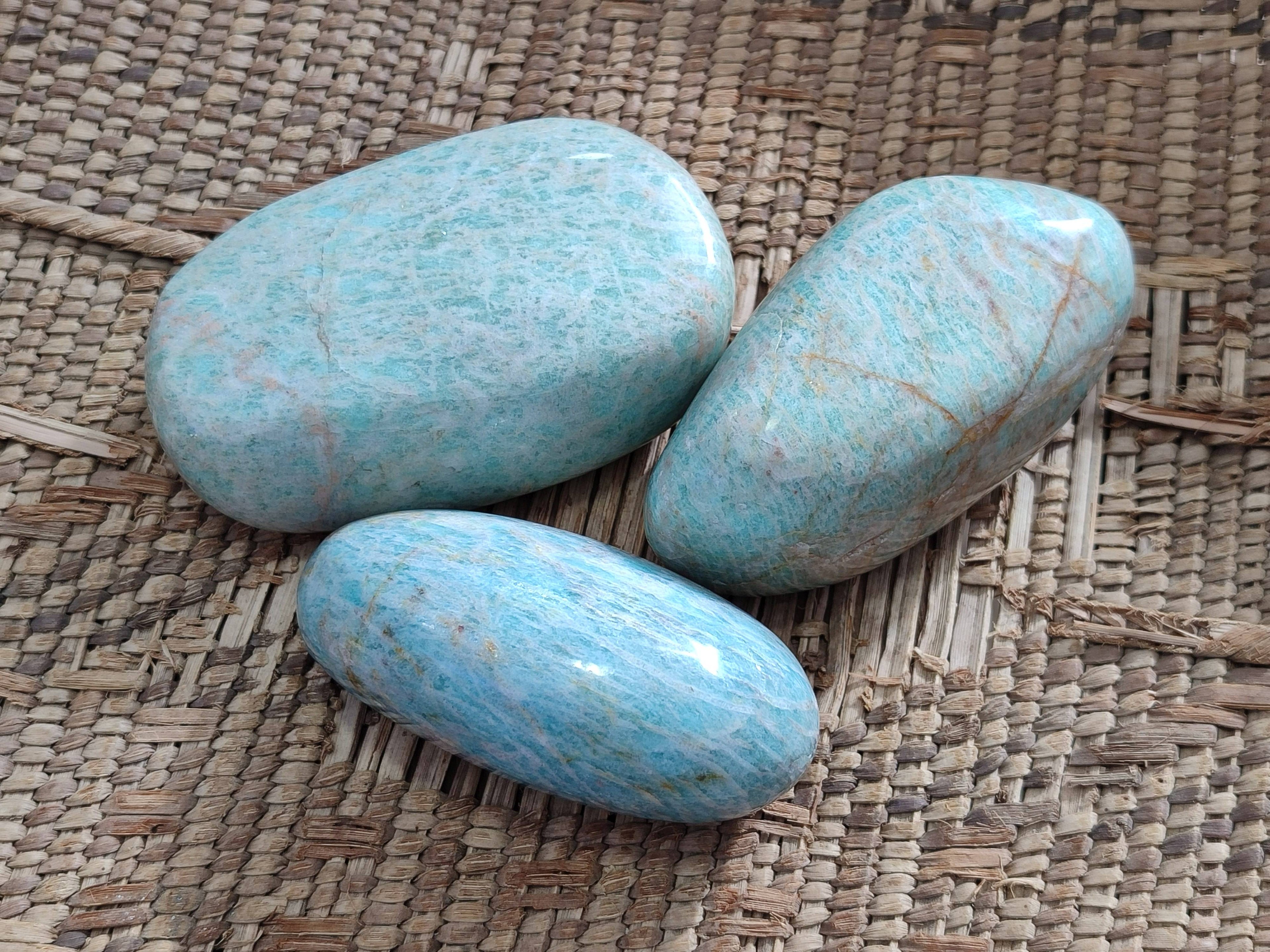 Polished Amazonite Palm Stones x 14 From Madagascar - Toprock Gemstones and Minerals 