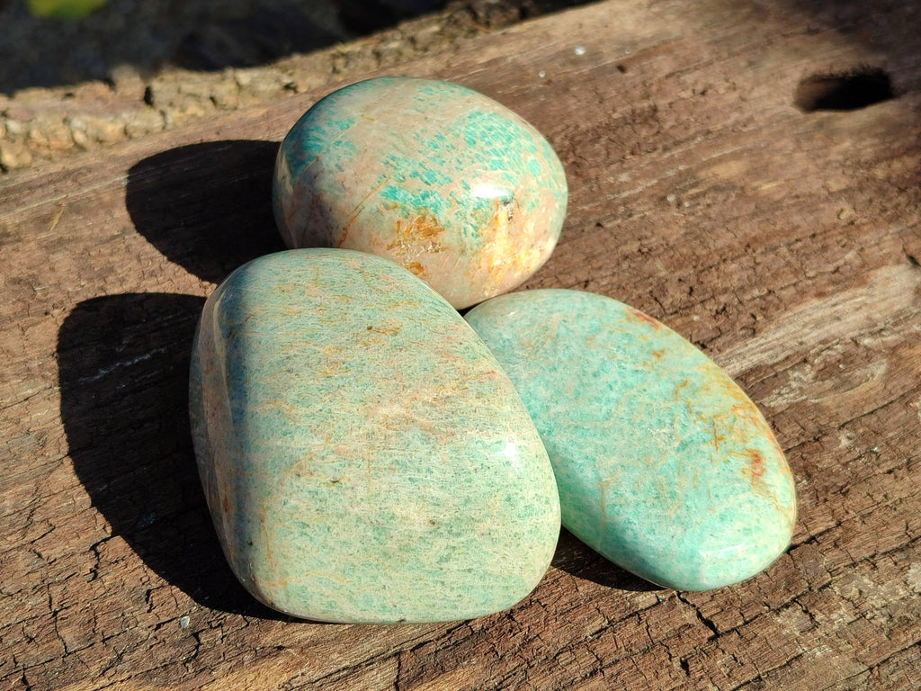 Polished Amazonite Palm Stones x 14 From Madagascar - Toprock Gemstones and Minerals 
