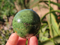 Polished Green Chrysoprase Spheres x 6 From Madagascar