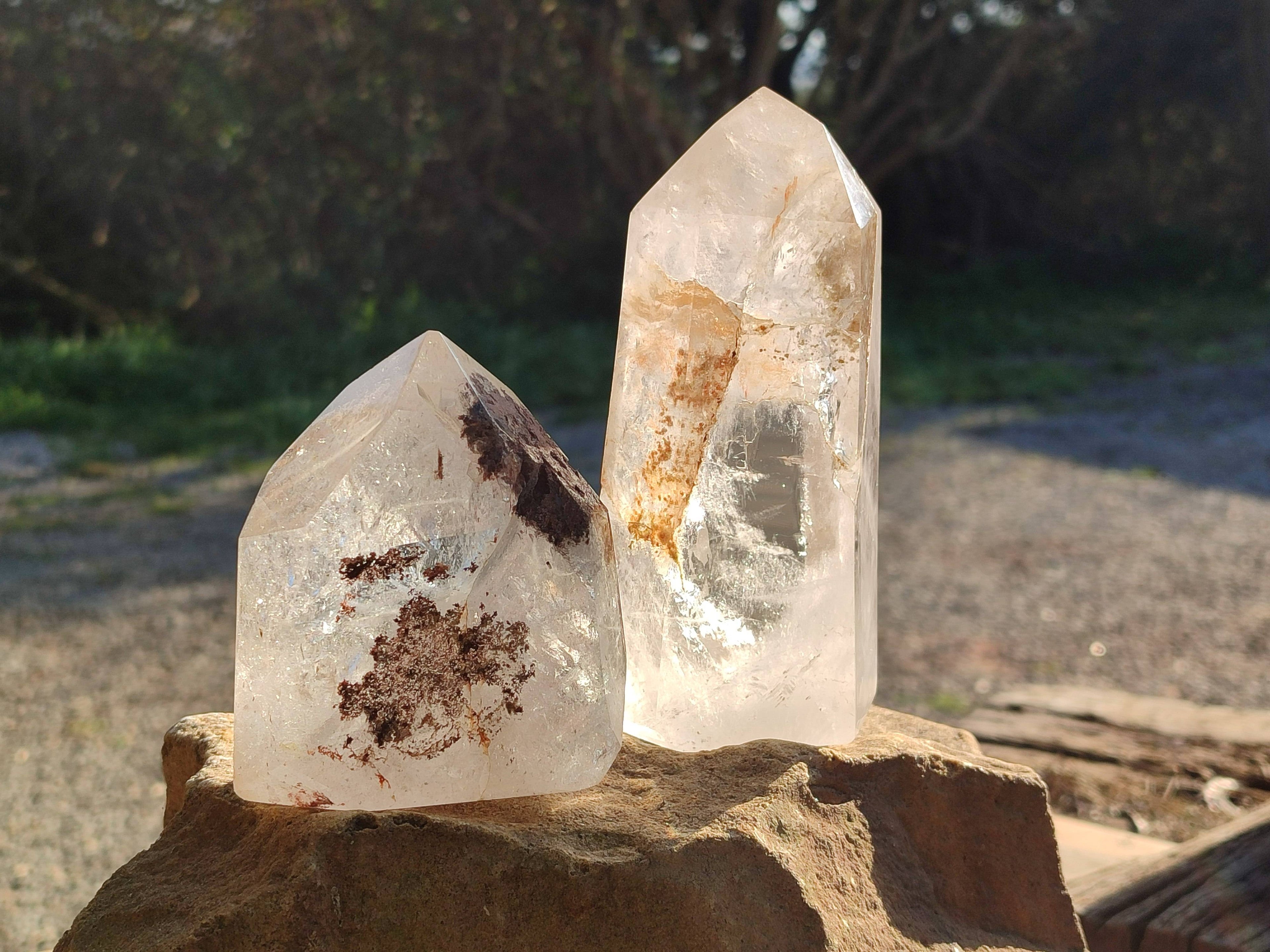 Polished Clear Quartz Crystals x 2 From Madagascar - Toprock Gemstones and Minerals 