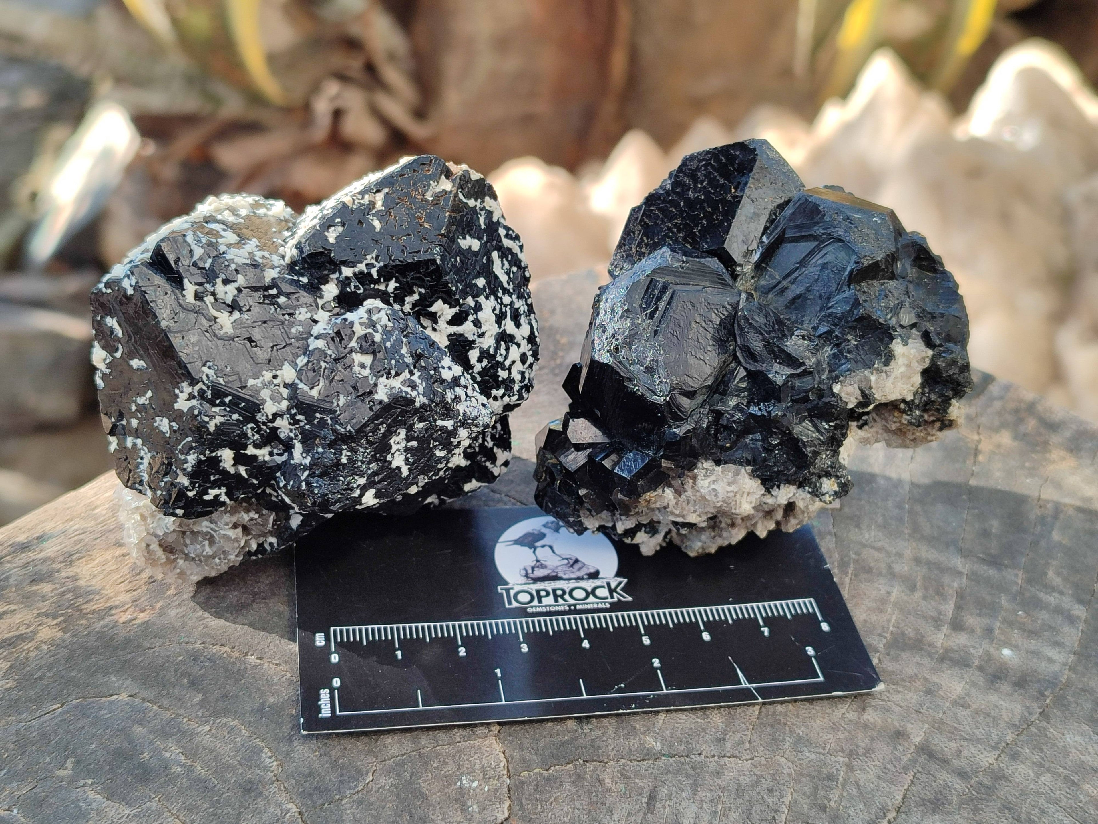 Natural Schorl Black Tourmaline Specimens x 4 From Namibia - Toprock Gemstones and Minerals 
