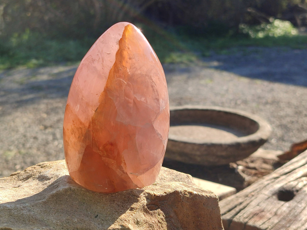 Polished Rose Quartz Standing Free Forms x 2 From Madagascar - Toprock Gemstones and Minerals 
