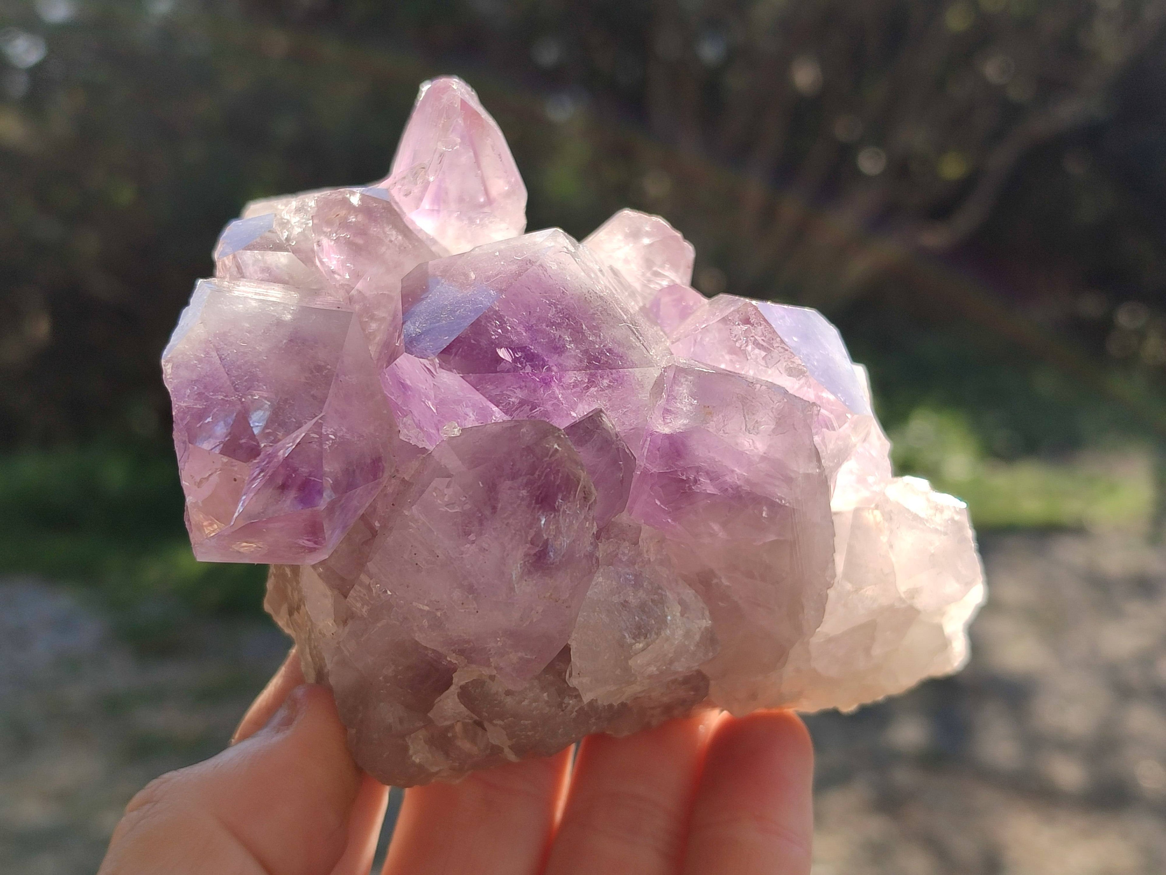 Natural Jacaranda Amethyst Clusters x 2 From Zambia - Toprock Gemstones and Minerals 