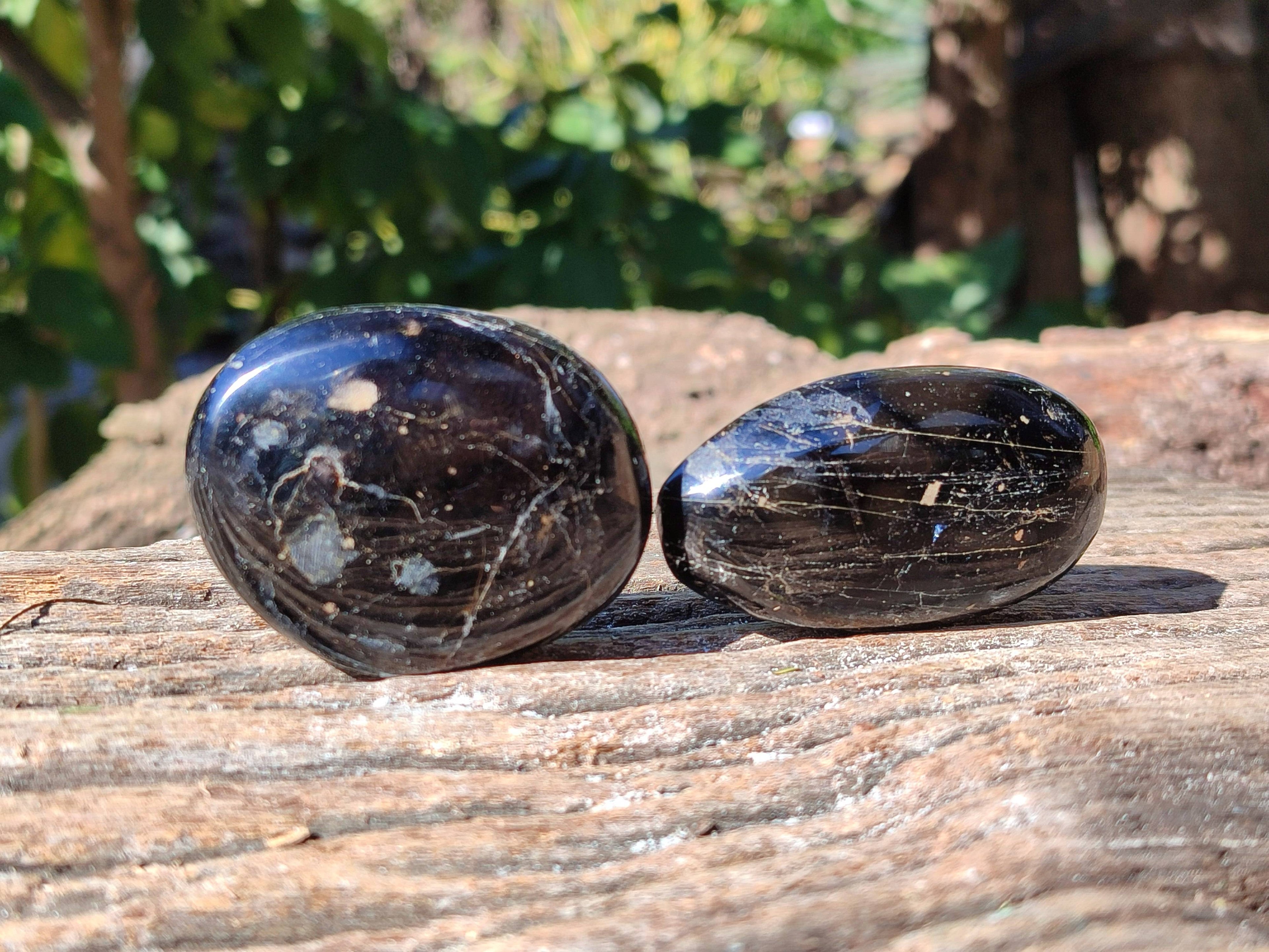 Polished Black Tourmaline Palm Stones x 20 From Madagascar - Toprock Gemstones and Minerals 