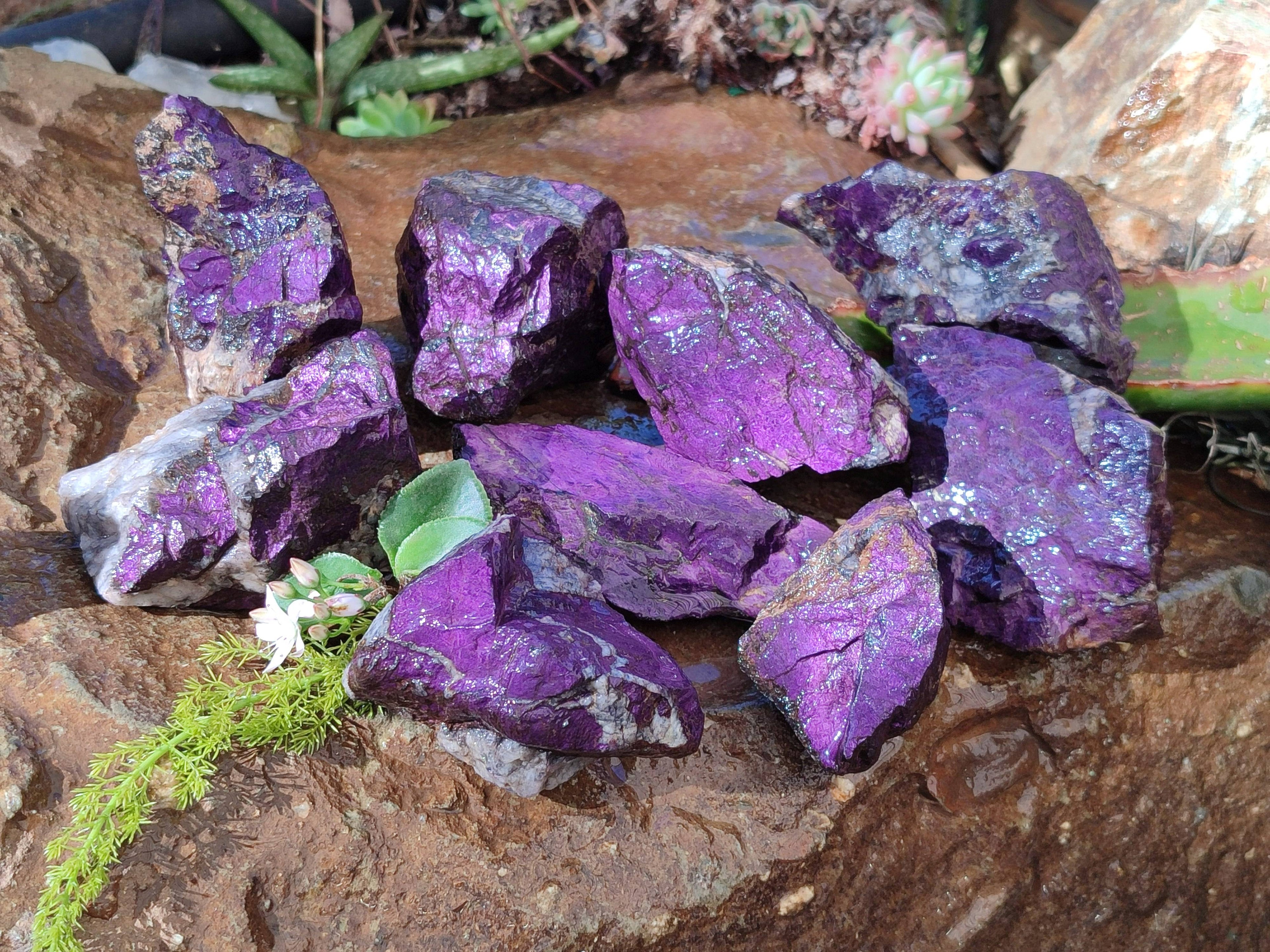 Natural Metallic Purpurite Cobbed Specimens x 12 From Erongo, Namibia - Toprock Gemstones and Minerals 