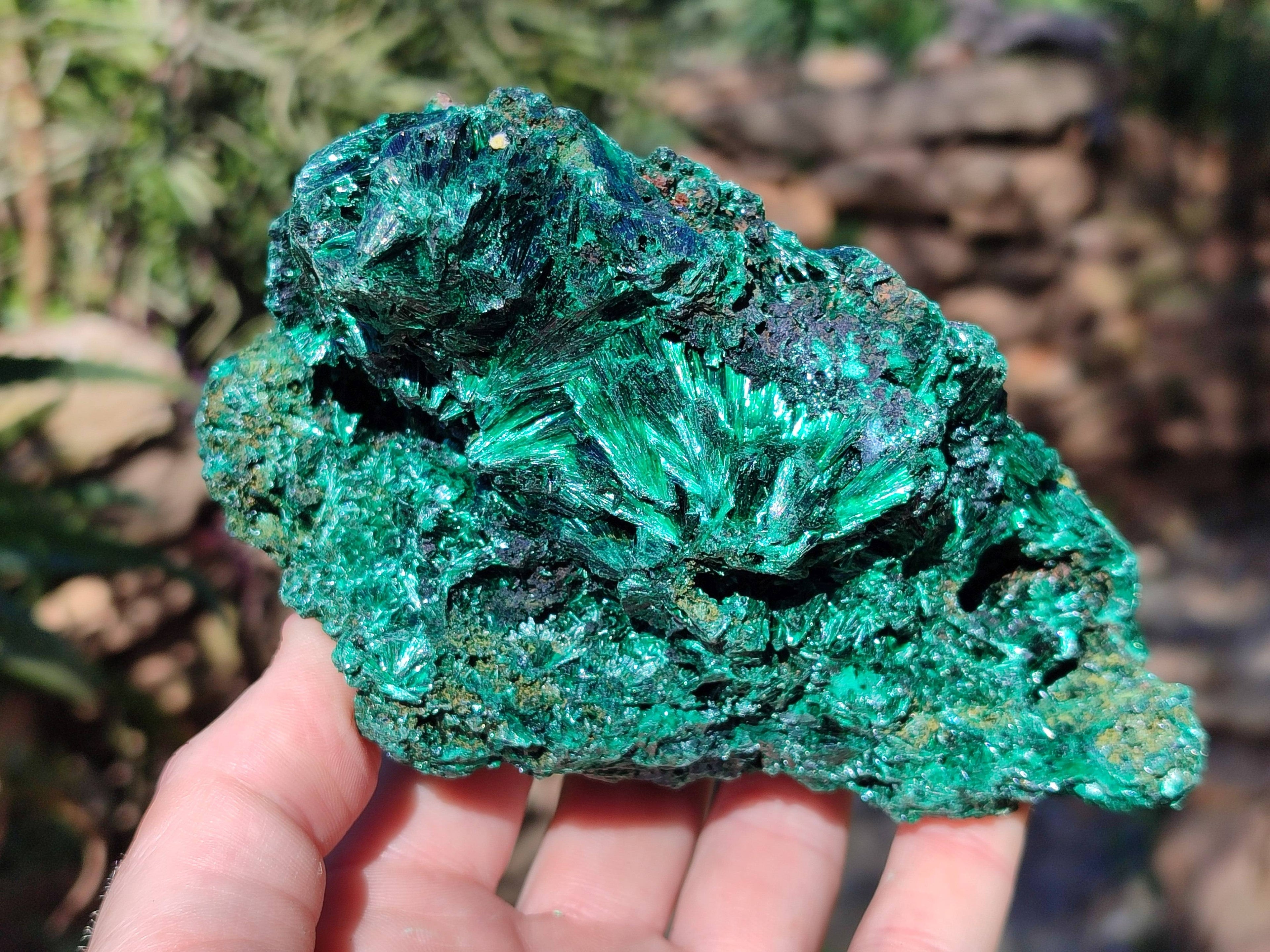 Natural Silky Malachite Specimens x 2 From Kasompe, Congo - Toprock Gemstones and Minerals 