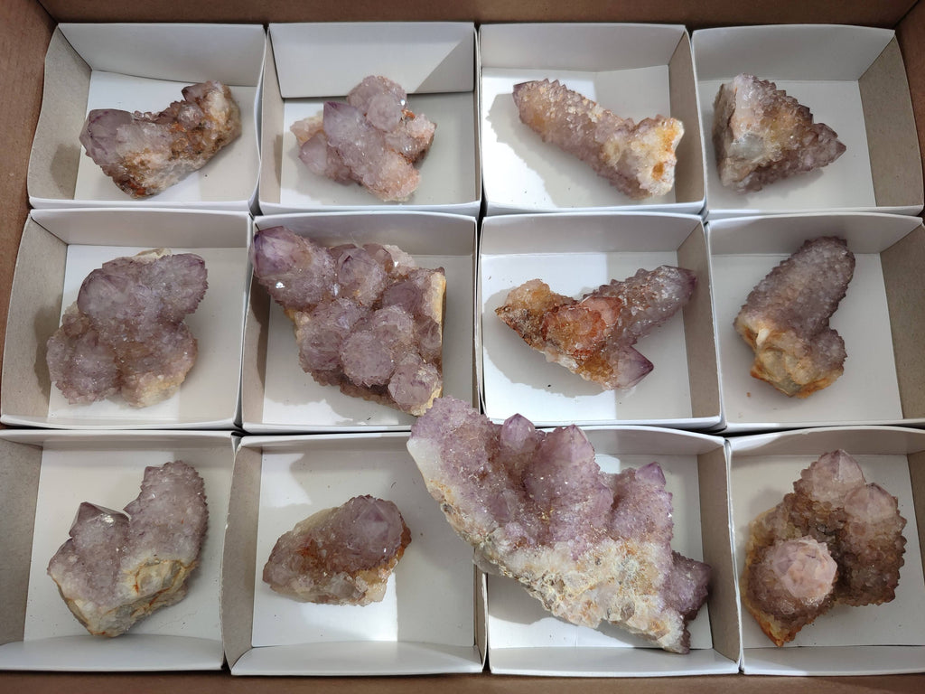 Natural Amethyst Spirit Quartz Clusters x 12 From South Africa - Toprock Gemstones and Minerals 