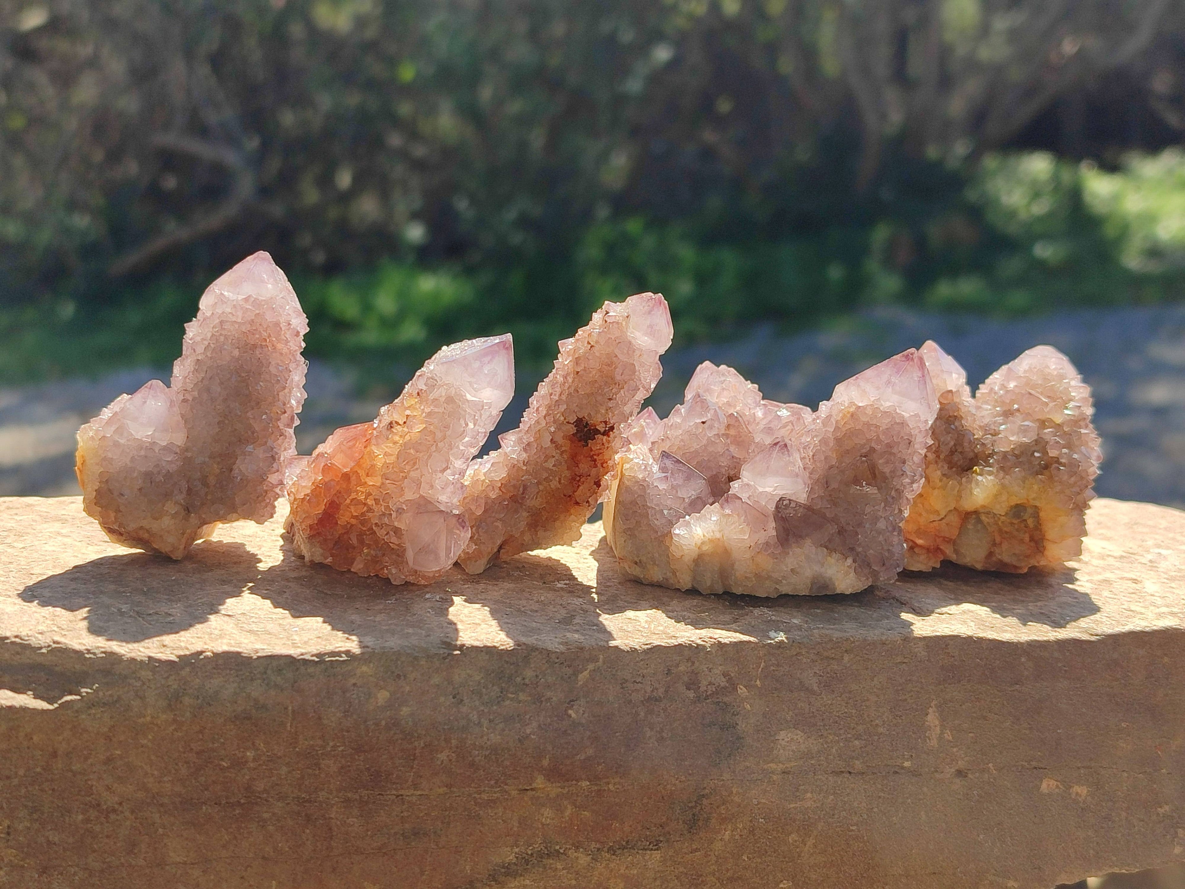 Natural Amethyst Spirit Quartz Clusters x 12 From South Africa - Toprock Gemstones and Minerals 