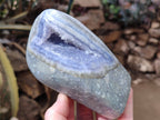 Polished Blue Lace Agate Geodes x 2 From Malawi - Toprock Gemstones and Minerals 